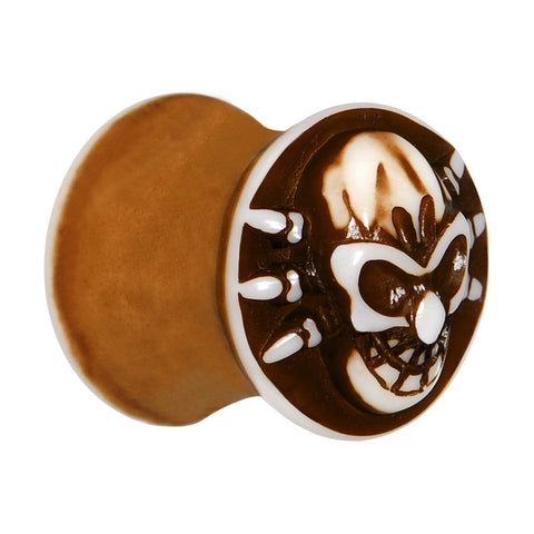 00G Brown White Resin Skull Saddle Plug
