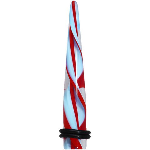 00G Clear Aqua Red Spiral Acrylic Ear Taper