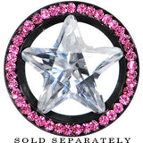 5/8 Black Pink Titanium Star CZ Screw Fit Tunnel