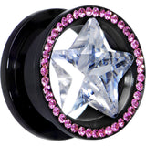 18mm Black Pink Titanium Star CZ Screw Fit Tunnel