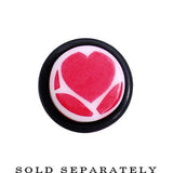 6G White Red Heart Acrylic Ear Taper
