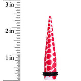 00G White Red Heart Acrylic Ear Taper