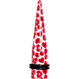 1/2 Lovely Red Heart Acrylic Ear Taper