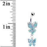 Aqua Gem Dual Delights Butterfly Belly Ring