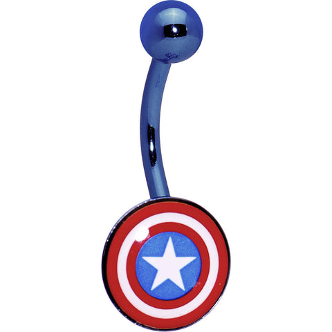 Anodized Captain American Belly Ring