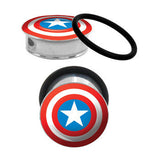 7/8 Captain America Steel Tunnel Plugs Set