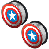 1 inch Captain America Steel Tunnel Plugs Set