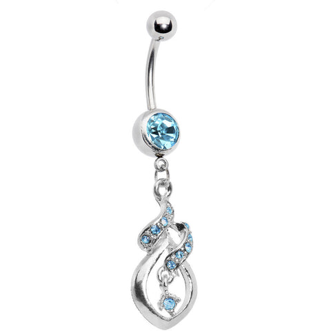 Aqua Gem Distinctive Teardrop Belly Ring