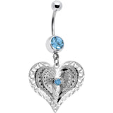 Aqua Gem Love at First Sight Heart Belly Ring