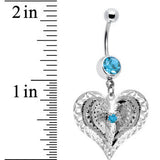 Aqua Gem Love at First Sight Heart Belly Ring