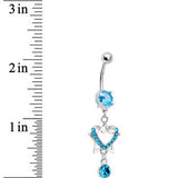 Aqua Gem Falling Star Heart Drop Belly Ring