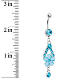Aqua Gem Springtime Flower Belly Ring