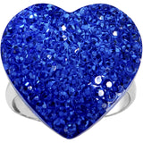 Blue Sparkler Heart Adjustable Ring
