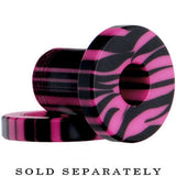 2G Pink and Black Zebra Striped Acrylic Threaded Tunnel