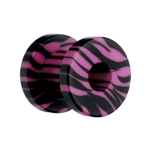 2G Pink and Black Zebra Striped Acrylic Threaded Tunnel