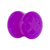 Acrylic Neon Purple Star Tunnel Plug 2G to 20mm