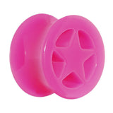 Acrylic Neon Pink Star Tunnel Plug 2G to 20mm