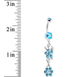 Aqua Gem Blooming Beauty Dangle Belly Ring