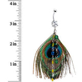 Chic Chain Dangle Peacock Feather Belly Ring