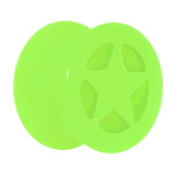 Acrylic Neon Green Star Tunnel Plug 2G to 20mm