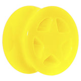Acrylic Neon Yellow Star Tunnel Plug 2G to 20mm