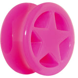 Acrylic Neon Pink Star Tunnel Plug 2G to 20mm