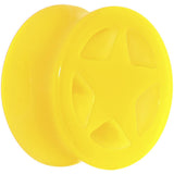Acrylic Neon Yellow Star Tunnel Plug 2G to 20mm