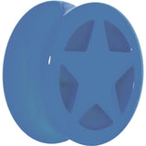 Acrylic Neon Blue Star Tunnel Plug 2G to 20mm