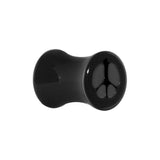 Acrylic Black Peace Sign Tunnel Plug 2G to 20mm
