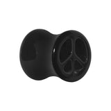 Acrylic Black Peace Sign Tunnel Plug 2G to 20mm