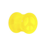 Acrylic Neon Yellow Peace Sign Tunnel Plug 2G to 20mm