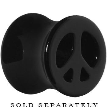 Acrylic Black Peace Sign Tunnel Plug 2G to 20mm