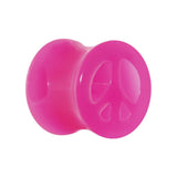 Acrylic Neon Pink Peace Sign Tunnel Plug 2G to 20mm