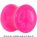 Acrylic Neon Pink Peace Sign Tunnel Plug 2G to 20mm
