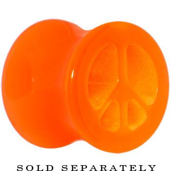Acrylic Neon Orange Peace Sign Tunnel Plug 2G to 20mm