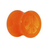 Acrylic Neon Orange Peace Sign Tunnel Plug 2G to 20mm