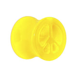 Acrylic Neon Yellow Peace Sign Tunnel Plug 2G to 20mm