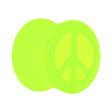 Acrylic Neon Green Peace Sign Tunnel Plug 2G to 20mm