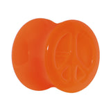 Acrylic Neon Orange Peace Sign Tunnel Plug 2G to 20mm