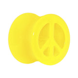 Acrylic Neon Yellow Peace Sign Tunnel Plug 2G to 20mm