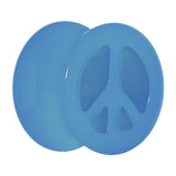 Acrylic Neon Blue Peace Sign Tunnel Plug 2G to 20mm
