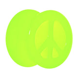 Acrylic Neon Green Peace Sign Tunnel Plug 2G to 20mm