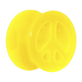 Acrylic Neon Yellow Peace Sign Tunnel Plug 2G to 20mm