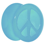 Acrylic Neon Blue Peace Sign Tunnel Plug 2G to 20mm