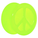Acrylic Neon Green Peace Sign Tunnel Plug 2G to 20mm