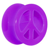 Acrylic Neon Purple Peace Sign Tunnel Plug 2G to 20mm