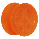 Acrylic Neon Orange Peace Sign Tunnel Plug 2G to 20mm