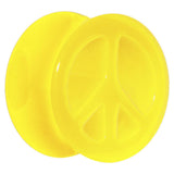 Acrylic Neon Yellow Peace Sign Tunnel Plug 2G to 20mm
