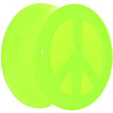 Acrylic Neon Green Peace Sign Tunnel Plug 2G to 20mm