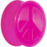 Acrylic Neon Pink Peace Sign Tunnel Plug 2G to 20mm